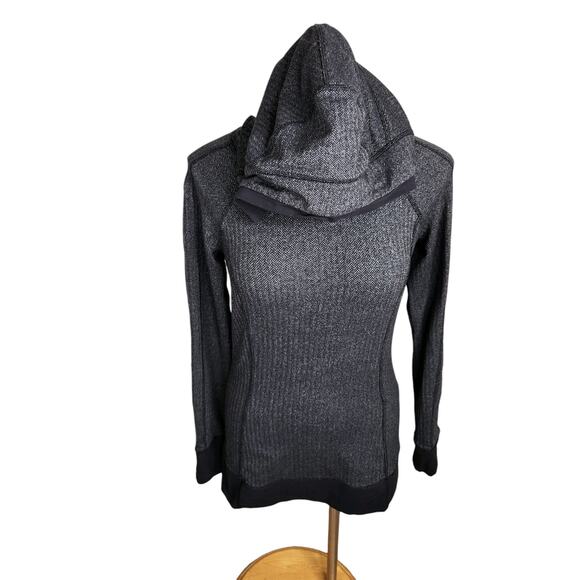 Lululemon Think Fast Hoodie Heathered Herringbone Heathered‎ Black Womens Size 8 - Picture 4 of 12